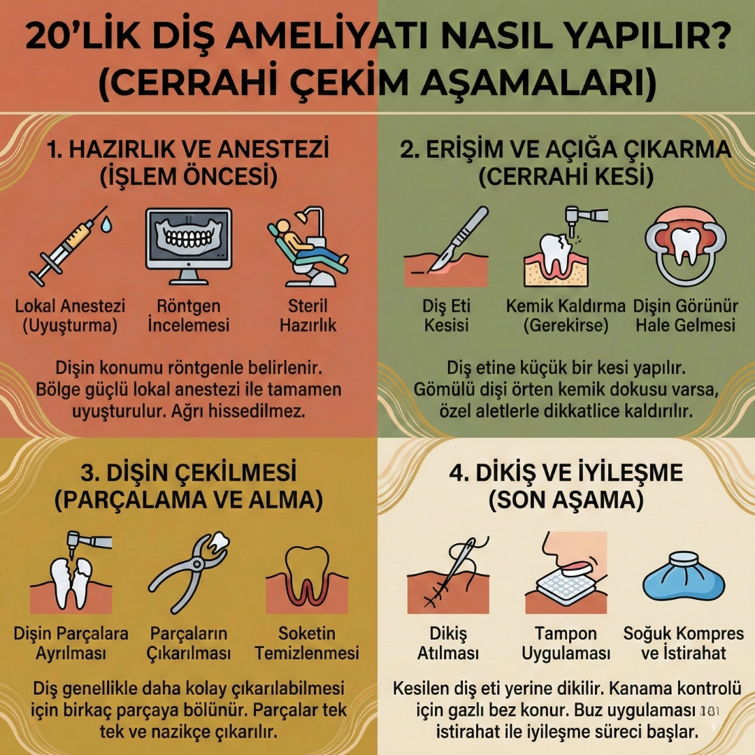 gömülü olmayan 20'lik diş çekimi