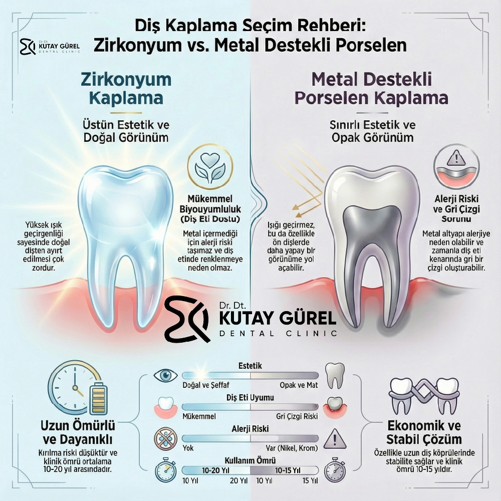 Zirkonyum Kaplama ile Metal Destekli Porselen Kaplama Arasındaki Farklar