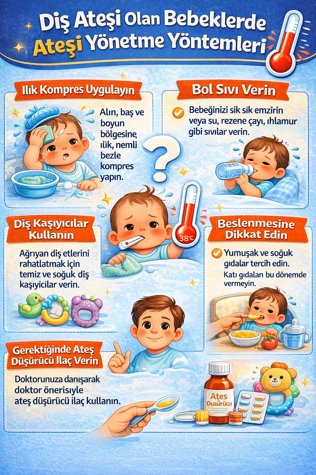 İzmir Çiğli'deki Dr. Dt. Kutay Gürel Diş Kliniği Diş Ateşi Olan Bebeklerde Ateşi Yönetme Yöntemleri